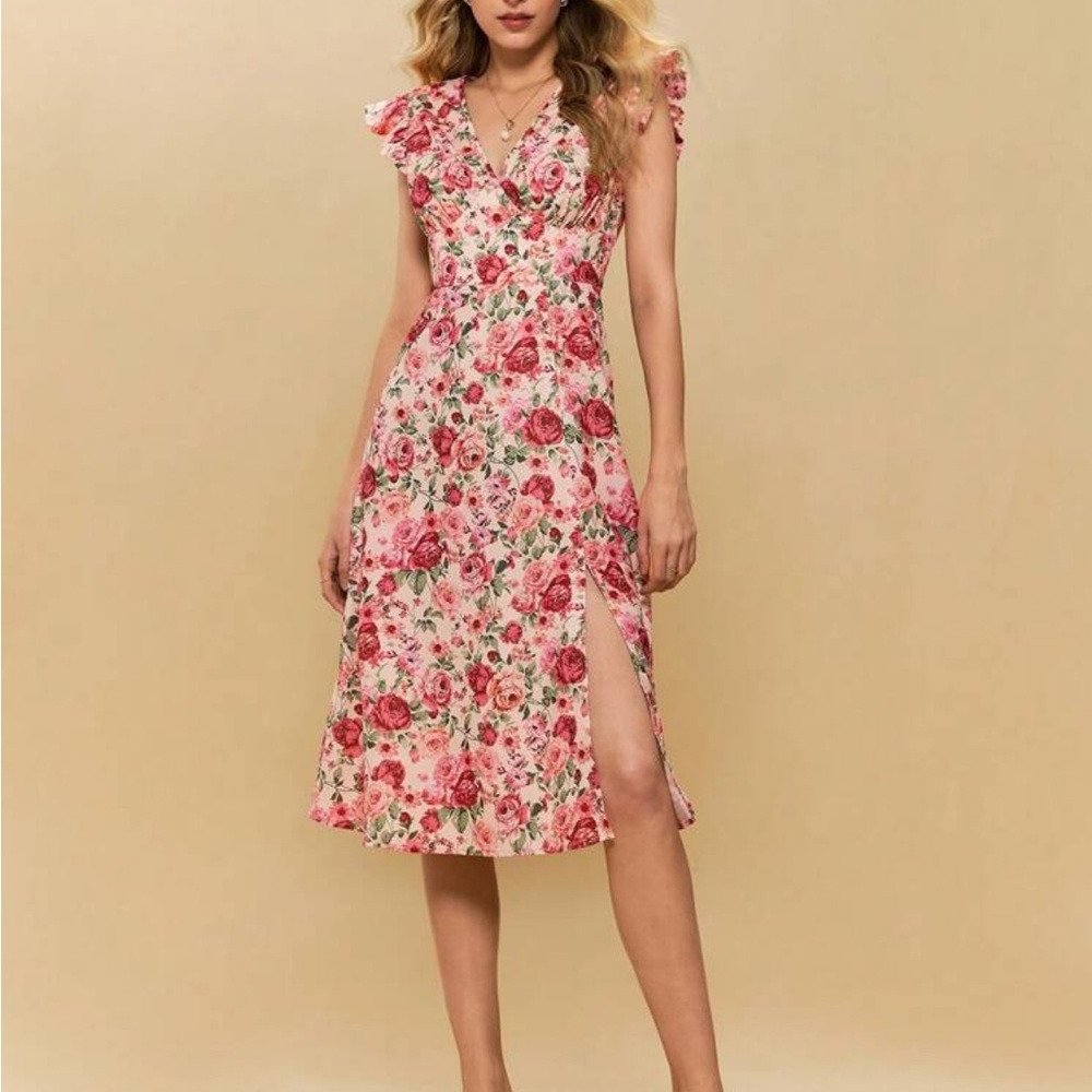 Floral Pink Sleeveless Dress